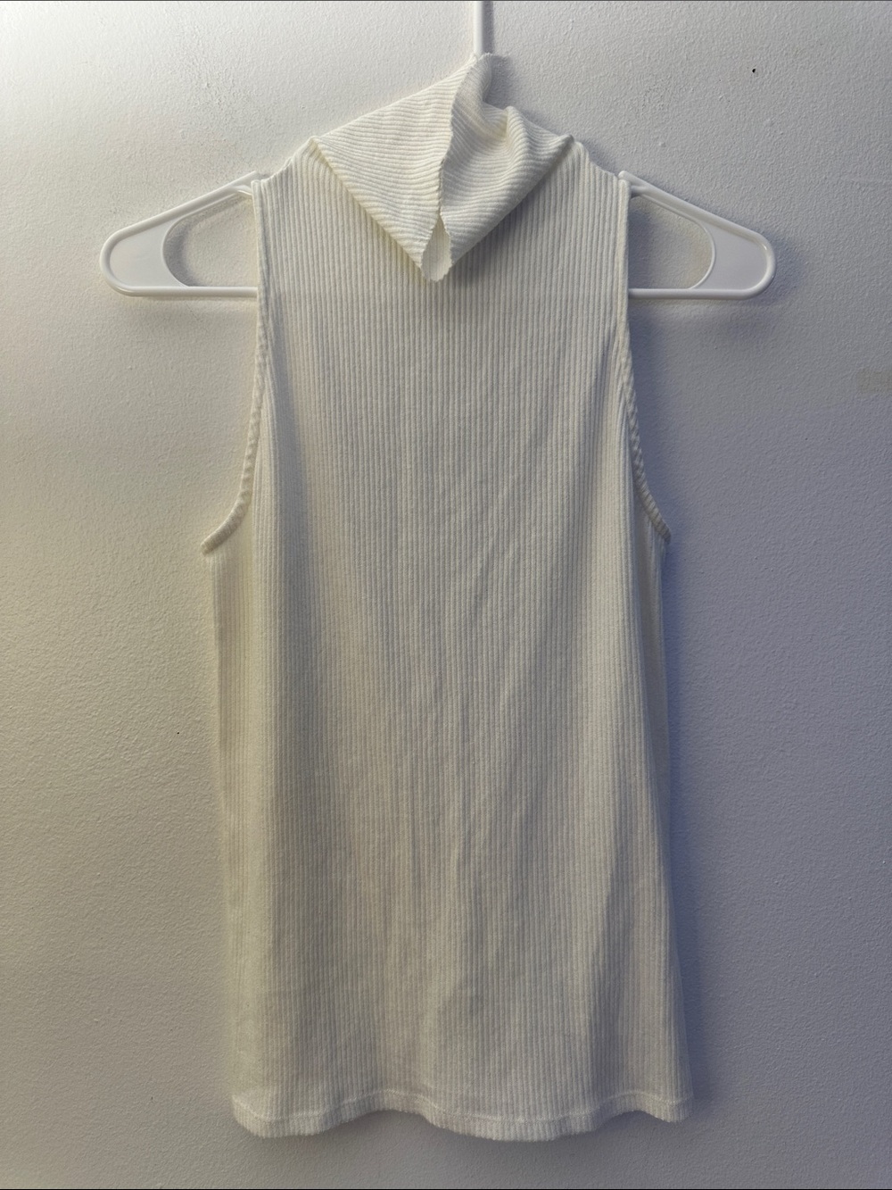 Enza Costa Cream Sleeveless Turtleneck Blouse - Preloved